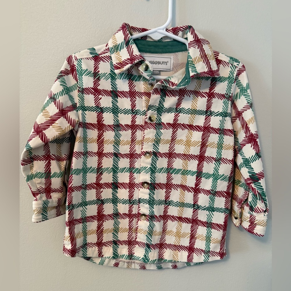 Rugged Butts Christmas Plaid Kids Shirt - Red, Green, Yellow
